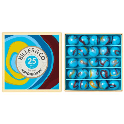 billes & co knikkers uni box - mangroove - 25st