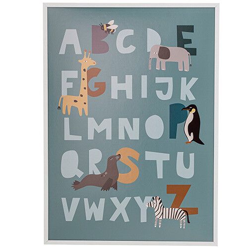 bloomingville poster met lijst - alfabet - 72 cm