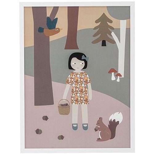 bloomingville poster met lijst - meisje in het bos