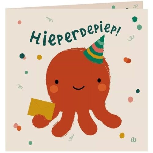 by bora verjaardagskaart met envelop - octopus