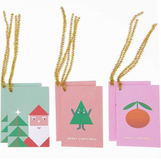 cadeaulabels - pastel vrolijk kerstfeest - 6st