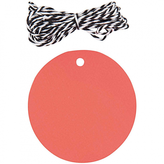 cadeaulabels rond - neon rood - 20st