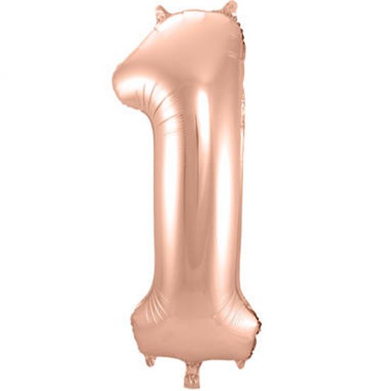 cijferballon een - rosé goudkleurig - 86 cm