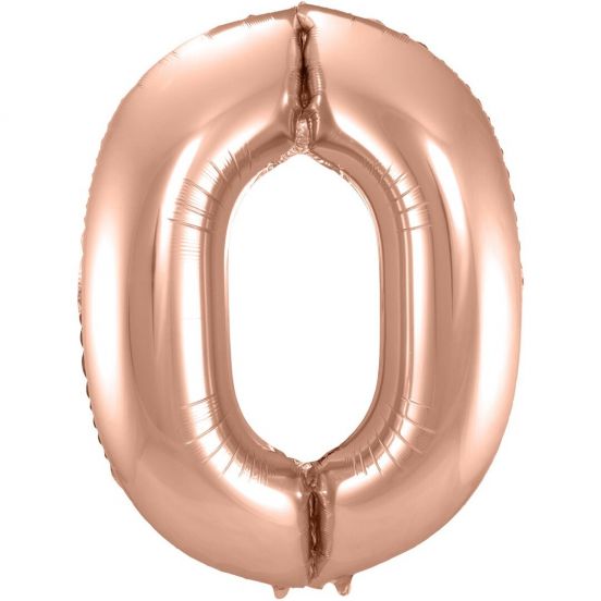 cijferballon nul - rosé goudkleurig - 86 cm