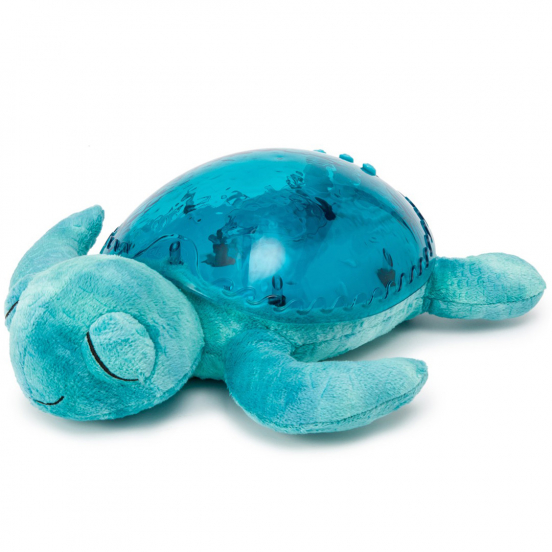 cloud.b knuffelschildpad met nachtlamp en geluid - aqua