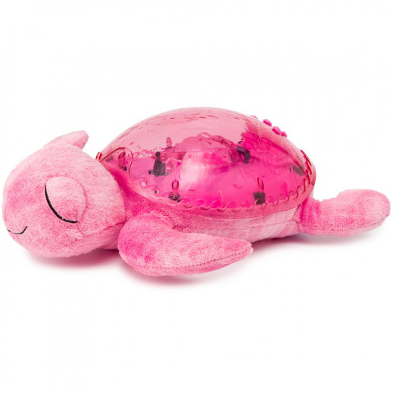 cloud.b knuffelschildpad met nachtlamp en geluid - roze
