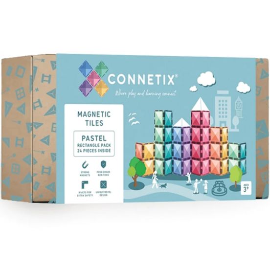 connetix magnetische tegels pastel - rectangle pack - 24st  