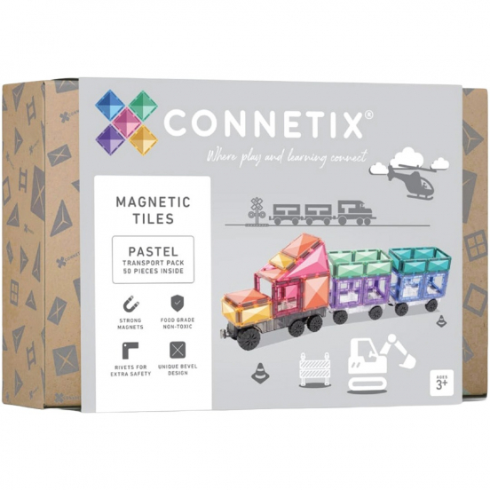 connetix magnetische tegels pastel - transport - 50st