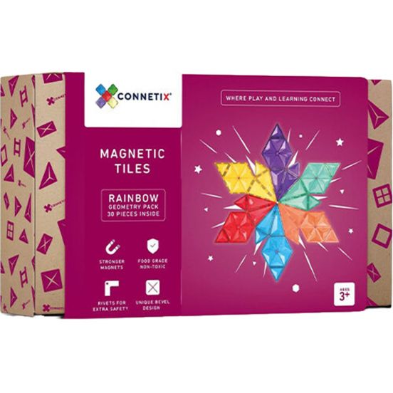 connetix magnetische tegels rainbow - geometry - 30st  