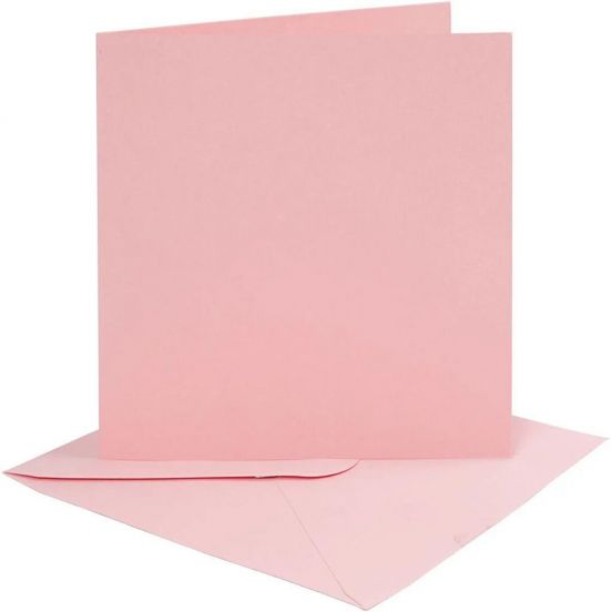 creativ company kaarten met envelop roze - 15x15 cm - 4st