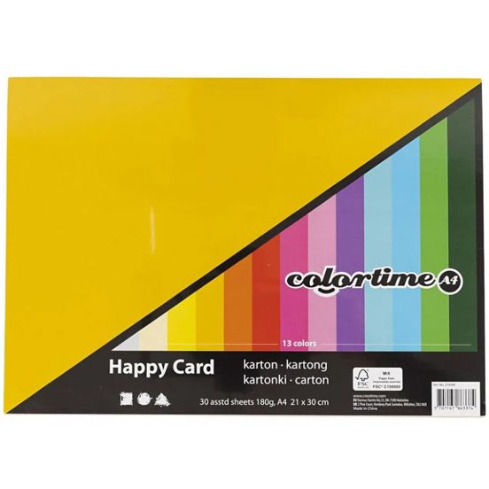 colortime  lentekarton A4 180 gr- multi - 30 vellen