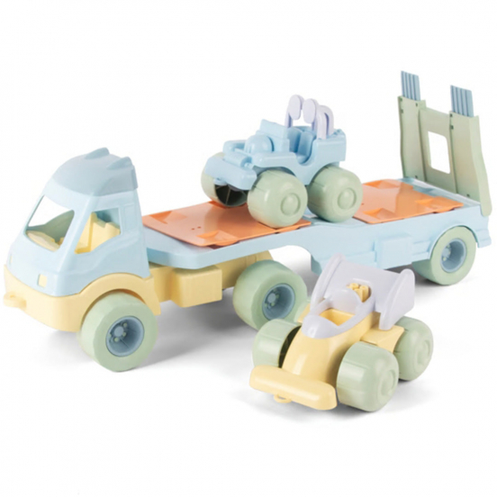dantoy pastel oprijwagen met 2 auto's set