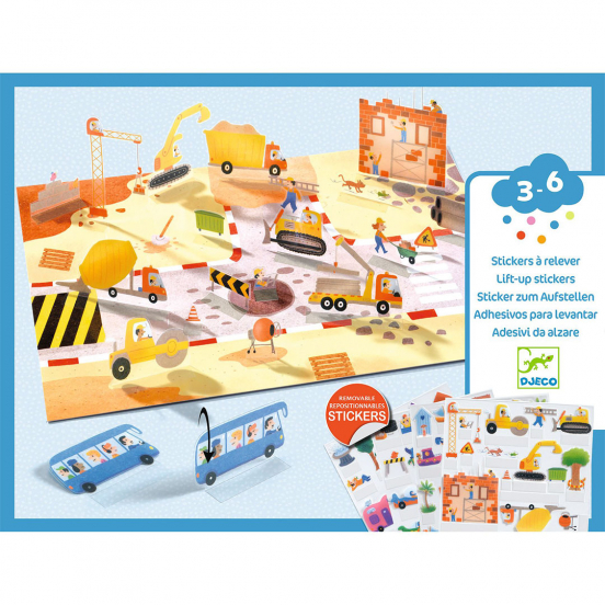 djeco knutselset herbruikbare 3D stickers - vehicles