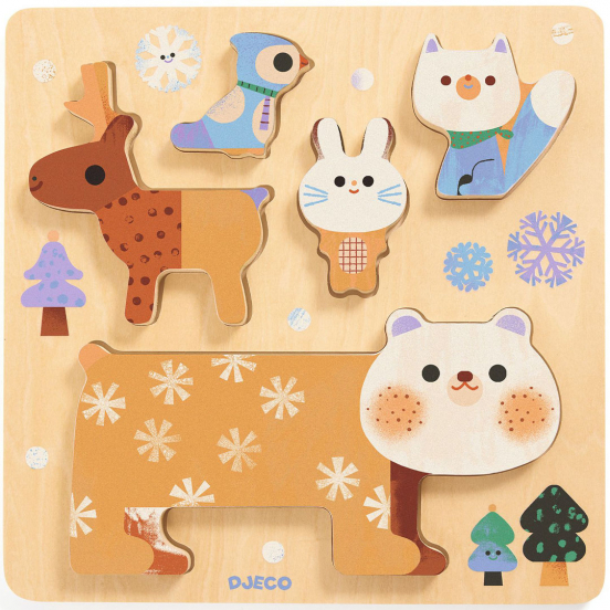 djeco houten puzzel woody stack - 5st