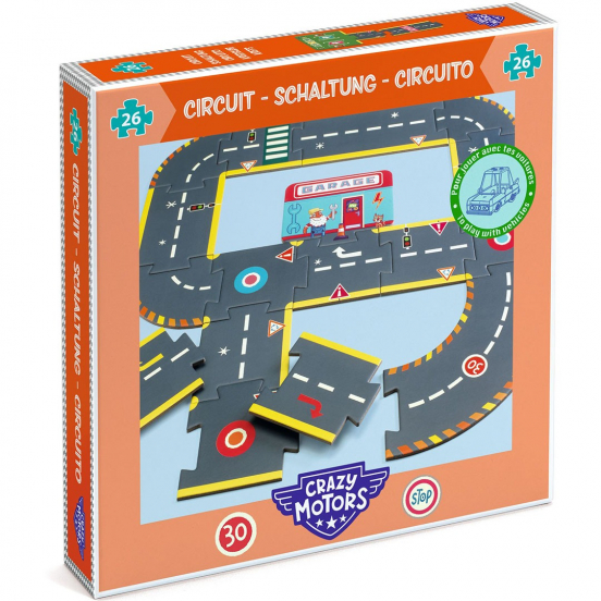 djeco crazy motors vloerpuzzel autoweg - 26st