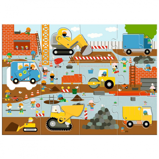 djeco xl puzzel bouwplaats - 17st