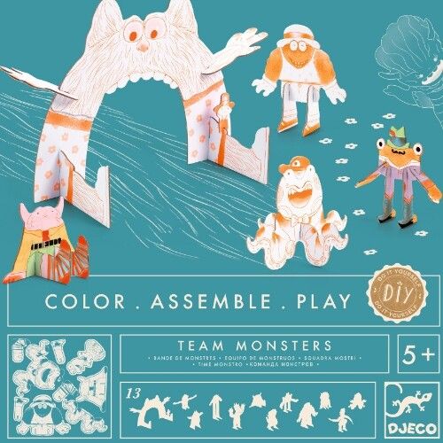 djeco 3D kleurplaat speelfiguren - schattige monsters