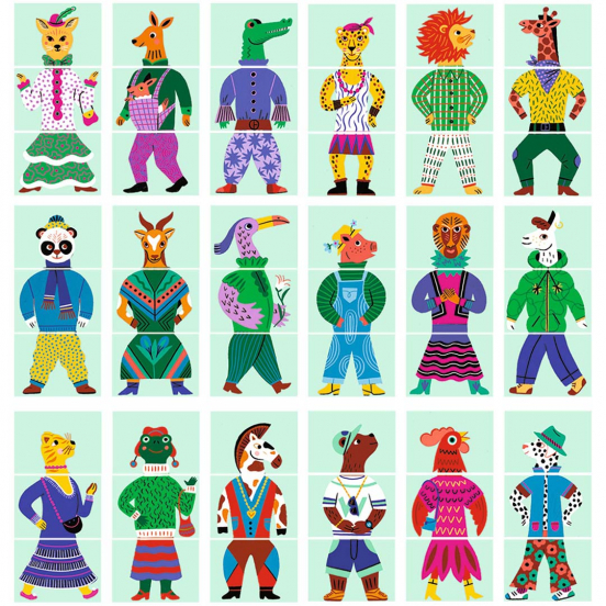 djeco puzzel mix&match modanimo  - 18x2st