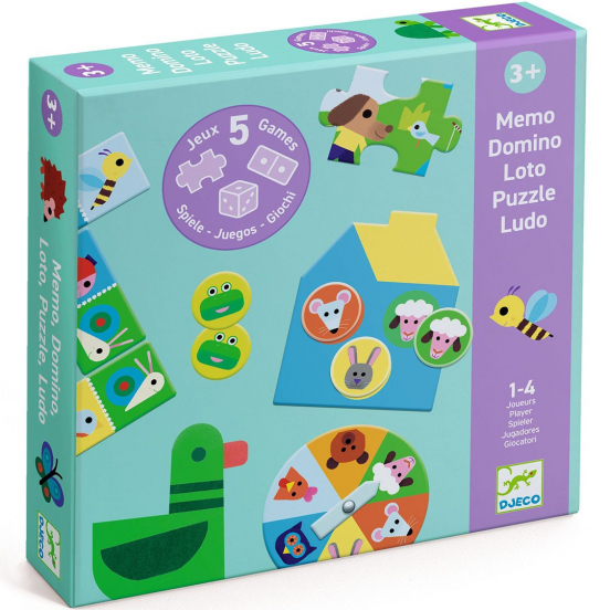 djeco spelletjesdoos 5-in-1 - at the farm