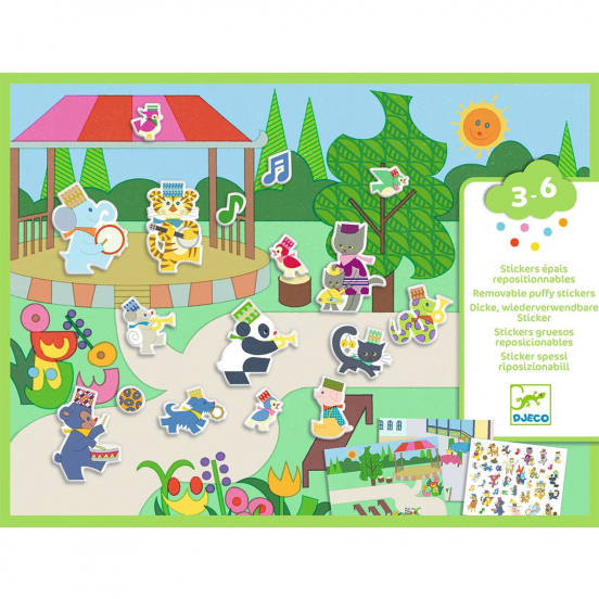 djeco knutselset herbruikbare stickers - fanfare