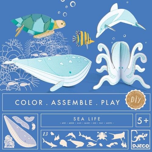 djeco 3D  kleurplaat speelfiguren - oceaan