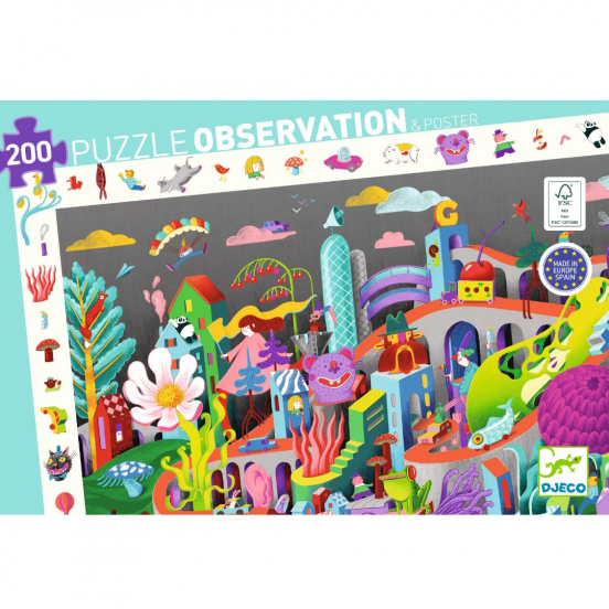 djeco puzzel observation crazy town - 200st