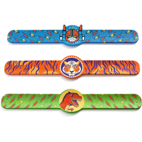 djeco snap armband - dino tijger superheld - assorti