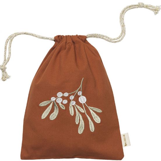 fabelab cadeautasje mistletoe embroidery - cinnamon
