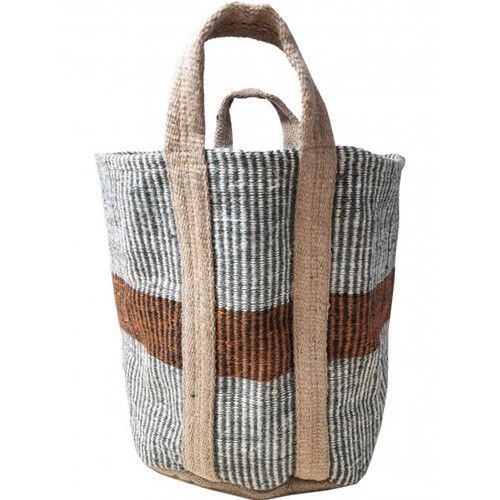 fiona walker opbergmand - grey and brown stripe 