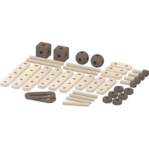flexa constructieset - dust brown - 36-delig