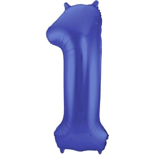 cijferballon een - metallic matblauw - 86 cm
