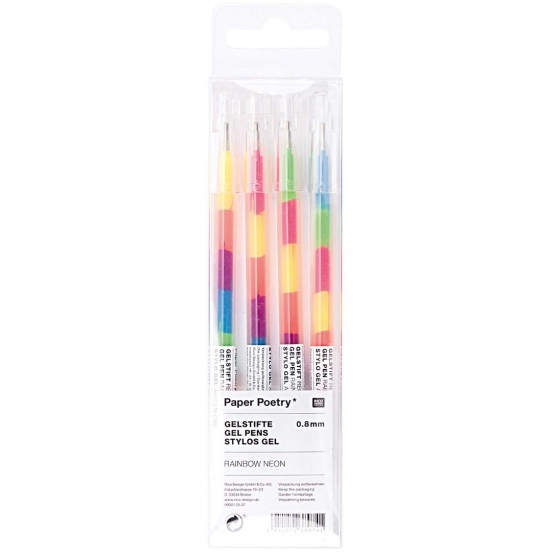gelpennen regenboog - neon - 4st