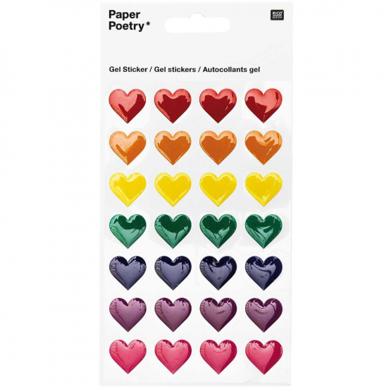 gelstickers gekleurde hartjes - 28st