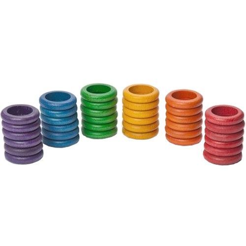 grapat ringen regenboog 4,5 cm - 6 kleuren (36st)