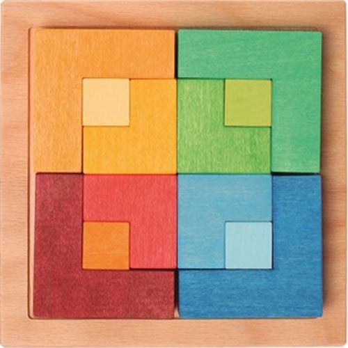 grimm's houten blokkenpuzzel vierhoek - 12 st