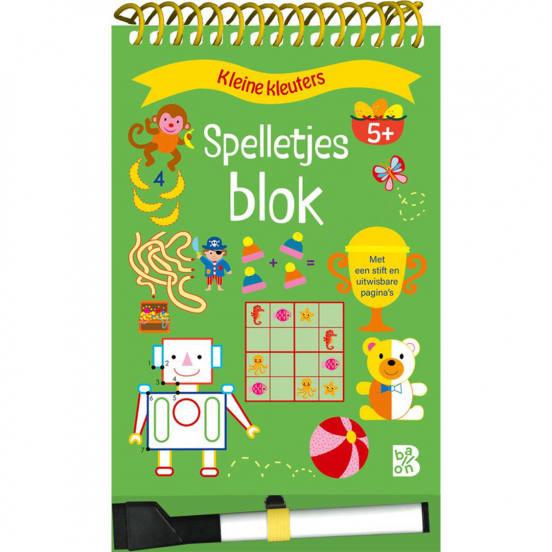 uitgeverij ballon spelletjesblok met viltstift - dieren - 3+