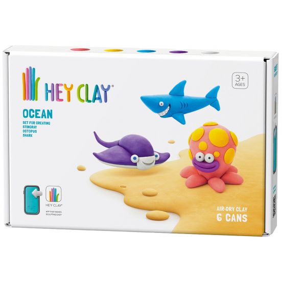 hey clay boetseerklei oceaan - haai, octopus en rog