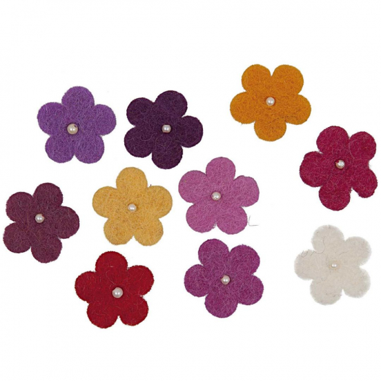 hobbyvilt multi - bloemen met parels - 10st