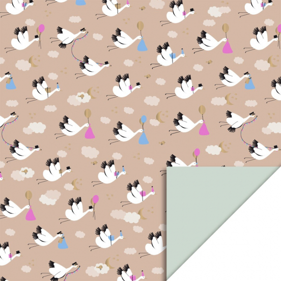 house of products inpakpapier baby bird beige - pistache - 3 m