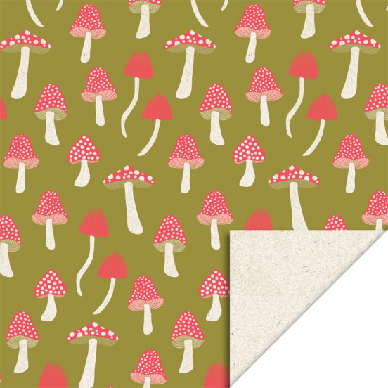 house of products inpakpapier biet paddenstoelen olive - 3 m