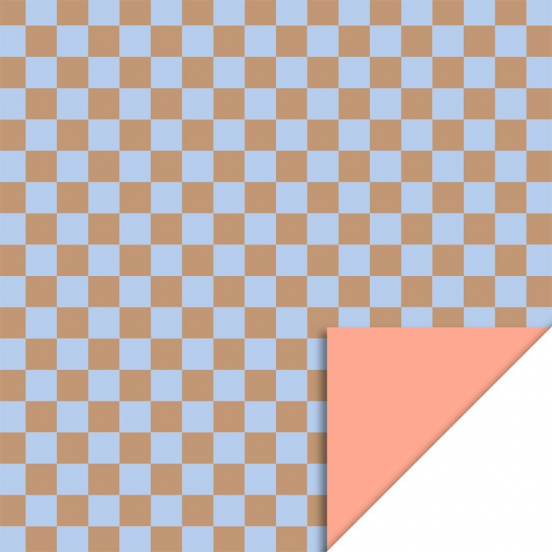 house of products inpakpapier big check taupe blue - salmon - 3 m