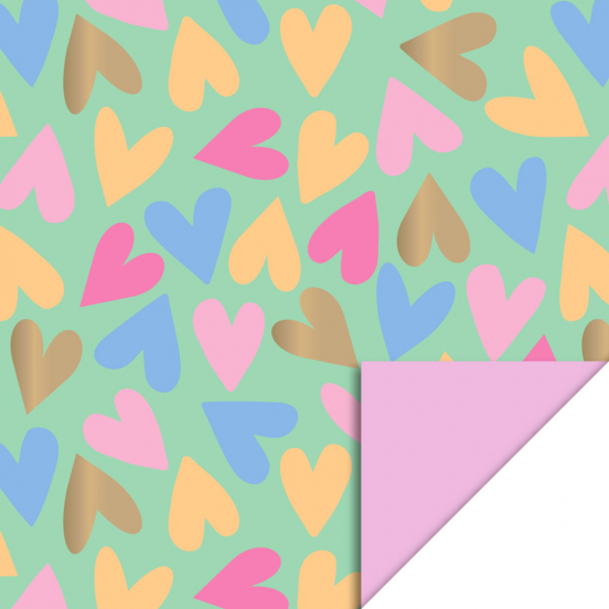 house of products inpakpapier big hearts mint - pink - 3 m