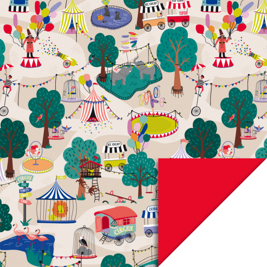 house of products inpakpapier circus - red - 3 m