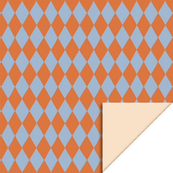 house of products inpakpapier harlequin deep orange-blue - peach - 3 m