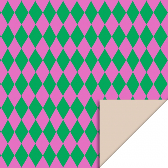 house of products inpakpapier harlequin green-pink - nude - 3 m