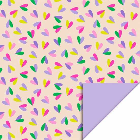 house of products inpakpapier hearts duo beige - lilac - 3 m