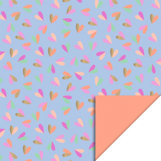 house of products inpakpapier hearts duo gold blue - salmon - 3 m