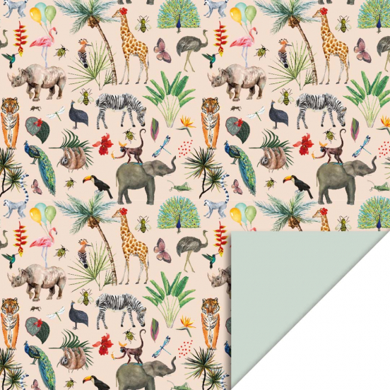 house of products inpakpapier jungle beige - pistache - 3 m