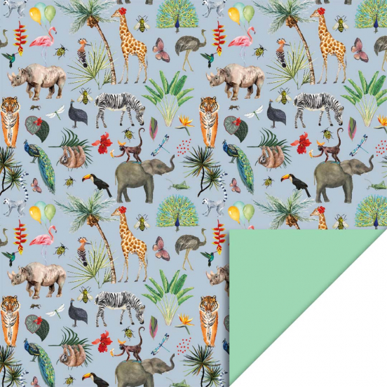 house of products inpakpapier jungle blue - mint - 3 m