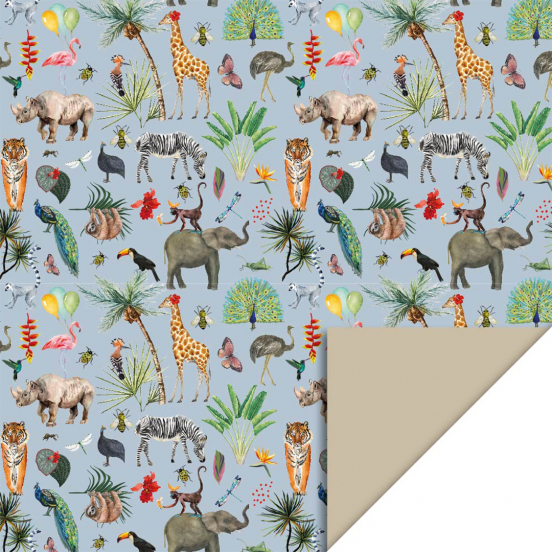 house of products inpakpapier jungle blue - taupe - 3 m